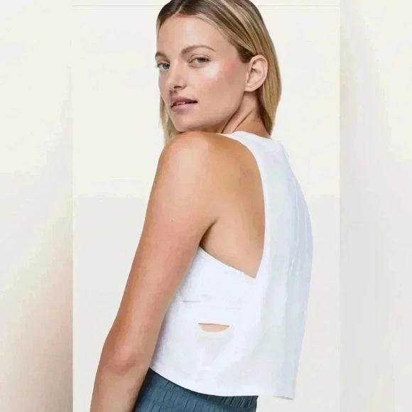 Lululemon Muscle Love Crop Tank *Tencel White Size 12 - Picture 3 of 11